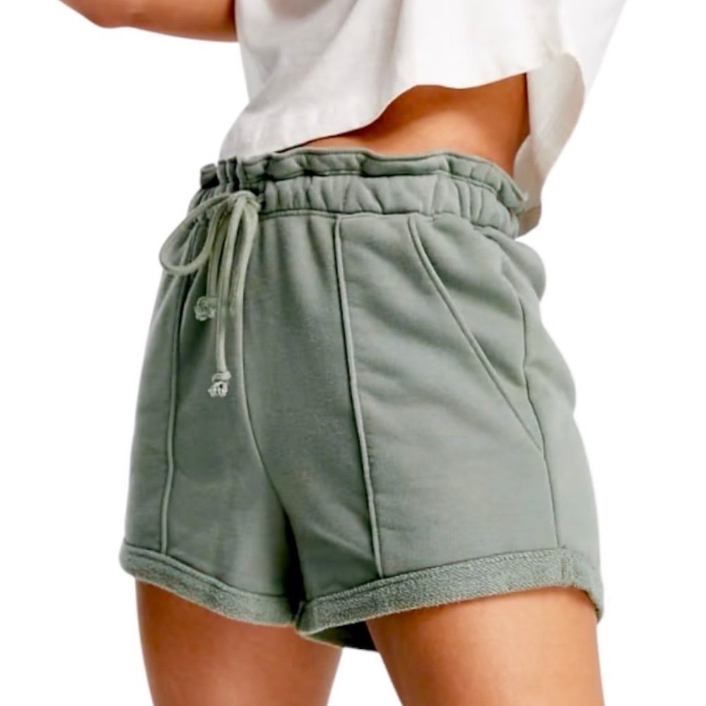 Abercrombie Fitch Soft A‎ F Collection Green Drawstring Paperbag Waist Shorts
